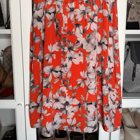 Anthropologie Maeve Vibrant Orange and Colorful Floral Patterned Dress Size 6 - Picture 4 of 8